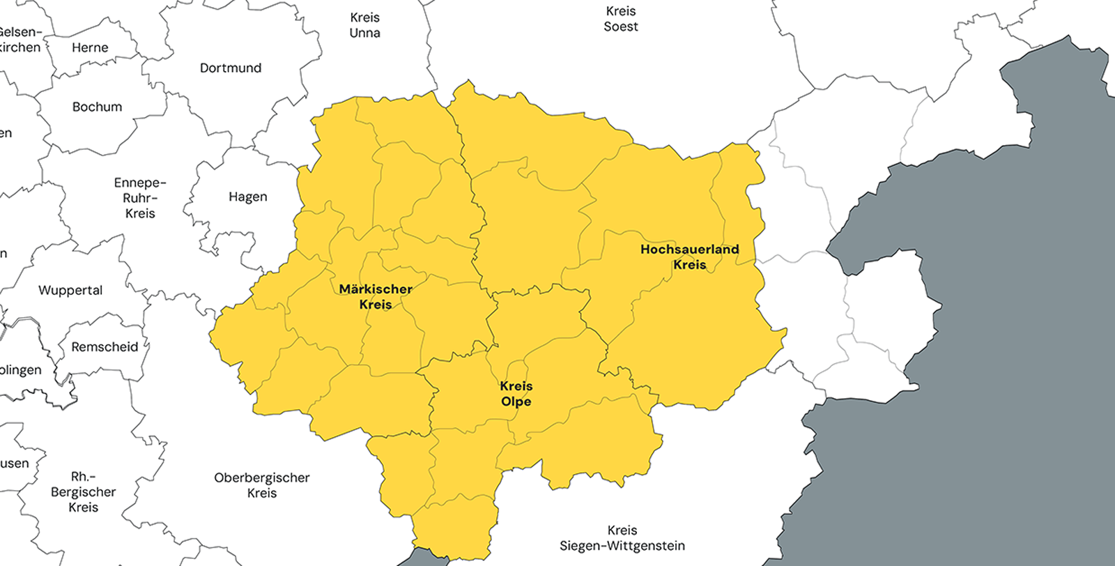 Eine Standortkarte von den umliegenden Kreisen